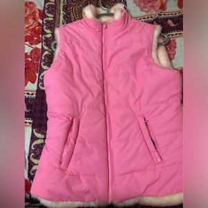 Reversible pink winter vest for girls aged 8-12